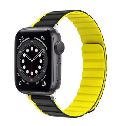 For Apple Watch Series 6 44mm ZGA Two Color Magnetic Silicone Watch Band(Grey+Yellow) - Watch Bands by ZGA | Online Shopping South Africa | PMC Jewellery | Buy Now Pay Later Mobicred