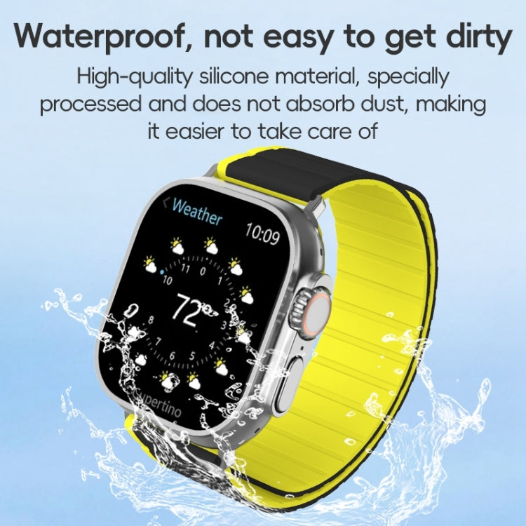 For Apple Watch Series 3 42mm ZGA Two Color Magnetic Silicone Watch Band(Grey+Yellow) - Watch Bands by ZGA | Online Shopping South Africa | PMC Jewellery