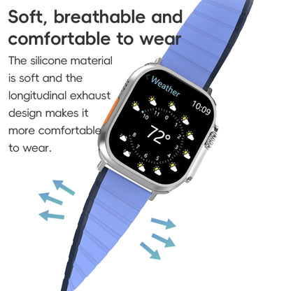 For Apple Watch Series 9 45mm ZGA Two Color Magnetic Silicone Watch Band(Dark Blue+Light Blue) - Watch Bands by ZGA | Online Shopping South Africa | PMC Jewellery