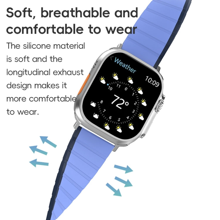 For Apple Watch Series 3 42mm ZGA Two Color Magnetic Silicone Watch Band(Dark Blue+Light Blue) - Watch Bands by ZGA | Online Shopping South Africa | PMC Jewellery | Buy Now Pay Later Mobicred