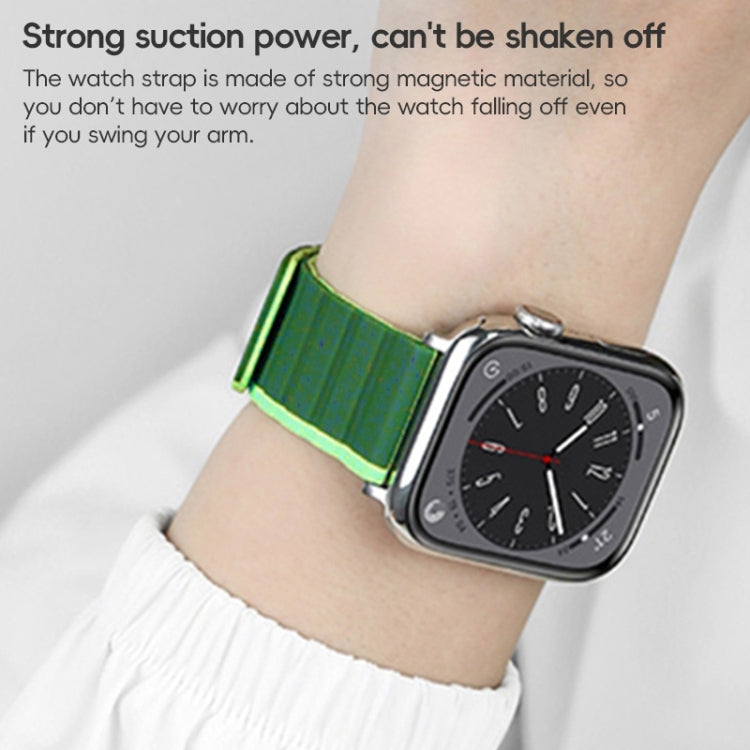 For Apple Watch Series 2 42mm ZGA Two Color Magnetic Silicone Watch Band(Dark Green+Light Green) - Watch Bands by ZGA | Online Shopping South Africa | PMC Jewellery