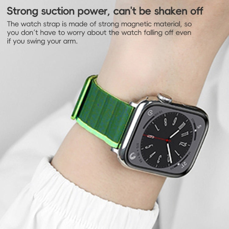 For Apple Watch SE 2022 44mm ZGA Two Color Magnetic Silicone Watch Band(Dark Green+Light Green) - Watch Bands by ZGA | Online Shopping South Africa | PMC Jewellery | Buy Now Pay Later Mobicred