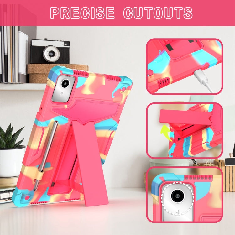 For Lenovo Tab M11/ Xiaoxin Pad 11 2024 T Holder Robot Silicone Hybrid PC Tablet Case(Camouflage Rose Red) - Lenovo by PMC Jewellery | Online Shopping South Africa | PMC Jewellery | Buy Now Pay Later Mobicred