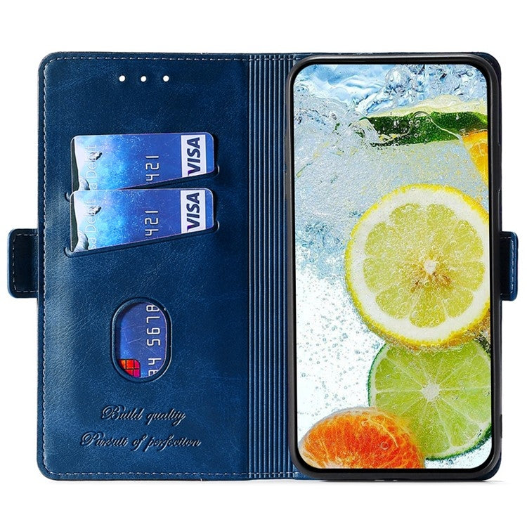 For Motorola Edge 5G 2024 Contrast Color Side Buckle Leather Phone Case(Blue + Grey) - Motorola Cases by PMC Jewellery | Online Shopping South Africa | PMC Jewellery | Buy Now Pay Later Mobicred