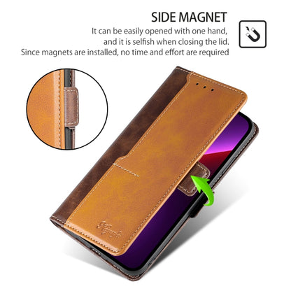 For Motorola Edge 5G 2024 Contrast Color Side Buckle Leather Phone Case(Dark Brown + Gold) - Motorola Cases by PMC Jewellery | Online Shopping South Africa | PMC Jewellery | Buy Now Pay Later Mobicred