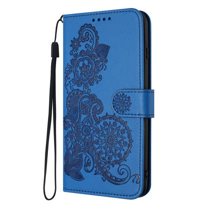 For iPhone SE 2024 Datura Flower Embossed Flip Leather Phone Case(Blue) - More iPhone Cases by PMC Jewellery | Online Shopping South Africa | PMC Jewellery | Buy Now Pay Later Mobicred