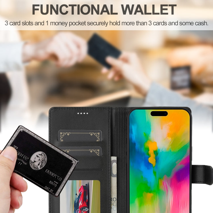 LC.IMEEKE Calf Texture Horizontal Flip Leather Case For iPhone 16 Pro Max(Black) - iPhone 16 Pro Max Cases by LC.IMEEKE | Online Shopping South Africa | PMC Jewellery | Buy Now Pay Later Mobicred