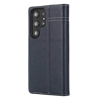 For Samsung Galaxy S24 Ultra 5G GEBEI Top-grain Horizontal Flip Leather Phone Case(Blue) - Galaxy S24 Ultra 5G Cases by GEBEI | Online Shopping South Africa | PMC Jewellery | Buy Now Pay Later Mobicred