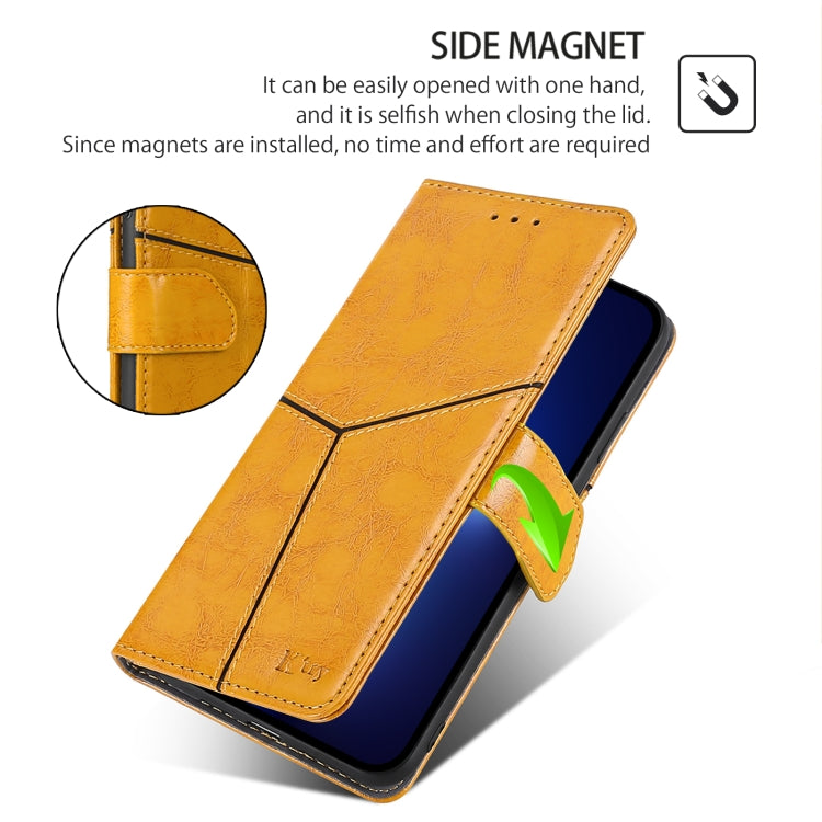 For Motorola Moto G Play 4G 2024 Geometric Stitching Leather Phone Case(Yellow) - Motorola Cases by PMC Jewellery | Online Shopping South Africa | PMC Jewellery | Buy Now Pay Later Mobicred