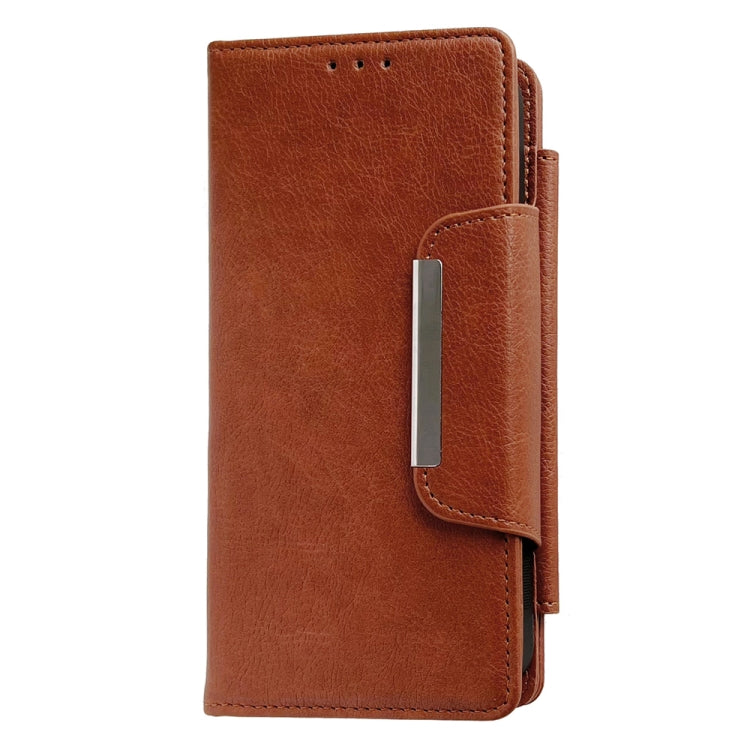 For iPhone 16 Pro Max Multifunctional Seven Cards Wallet Leather Phone Case(Brown) - iPhone 16 Pro Max Cases by PMC Jewellery | Online Shopping South Africa | PMC Jewellery | Buy Now Pay Later Mobicred