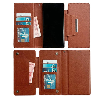 For Samsung Galaxy S24 Ultra 5G Multifunctional 7-Card Wallet Leather Phone Case(Brown) - Galaxy S24 Ultra 5G Cases by PMC Jewellery | Online Shopping South Africa | PMC Jewellery | Buy Now Pay Later Mobicred