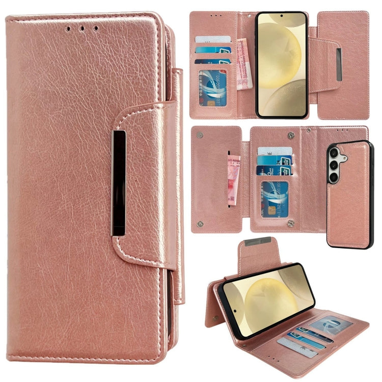 For Samsung Galaxy S24+ 5G Multifunctional 7-Card Wallet Leather Phone Case(Rose Gold) - Galaxy S24+ 5G Cases by PMC Jewellery | Online Shopping South Africa | PMC Jewellery | Buy Now Pay Later Mobicred