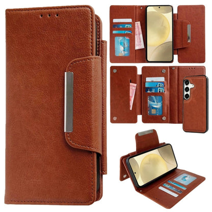 For Samsung Galaxy S24 5G Multifunctional 7-Card Wallet Leather Phone Case(Brown) - Galaxy S24 5G Cases by PMC Jewellery | Online Shopping South Africa | PMC Jewellery | Buy Now Pay Later Mobicred