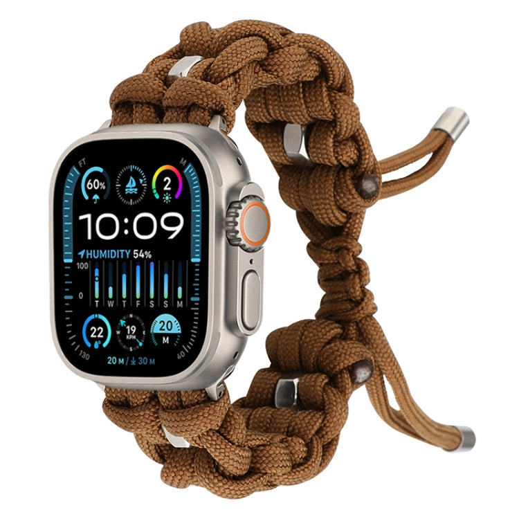 For Apple Watch Ultra 49mm Screw Nut Braided Paracord Watch Band(Coffee) - Watch Bands by PMC Jewellery | Online Shopping South Africa | PMC Jewellery | Buy Now Pay Later Mobicred