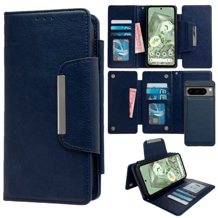 For Google Pixel 8 Pro Multifunctional 7-Card Wallet Leather Phone Case(Royal Blue) - Google Cases by PMC TechLife | Online Shopping South Africa | PMC TechLife | Buy Now Pay Later Mobicred