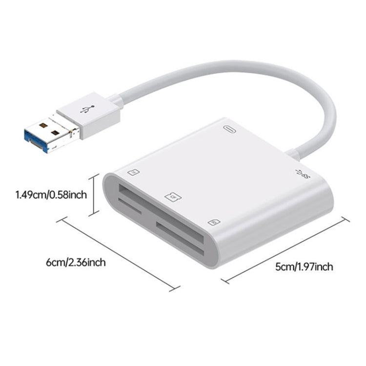 7 in 1 USB 3.0 + 8 Pin Interface Multi-function OTG Card Reader(White) - U Disk & Card Reader by PMC Jewellery | Online Shopping South Africa | PMC Jewellery | Buy Now Pay Later Mobicred