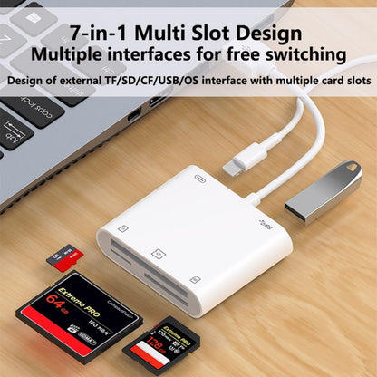 7 in 1 USB 3.0 + 8 Pin Interface Multi-function OTG Card Reader(White) - U Disk & Card Reader by PMC Jewellery | Online Shopping South Africa | PMC Jewellery | Buy Now Pay Later Mobicred