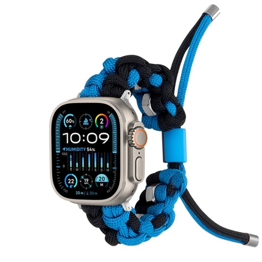 For Apple Watch Ultra 49mm Screw Nut Dual-Color Braided Paracord Watch Band(Black Blue) - Watch Bands by PMC Jewellery | Online Shopping South Africa | PMC Jewellery | Buy Now Pay Later Mobicred