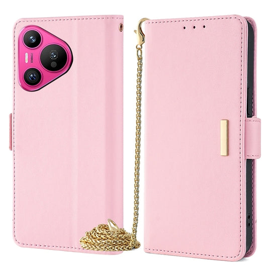 For Huawei Pura 70 5G Crossbody Chain Leather Phone Case(Pink) - Huawei Cases by PMC Jewellery | Online Shopping South Africa | PMC Jewellery | Buy Now Pay Later Mobicred