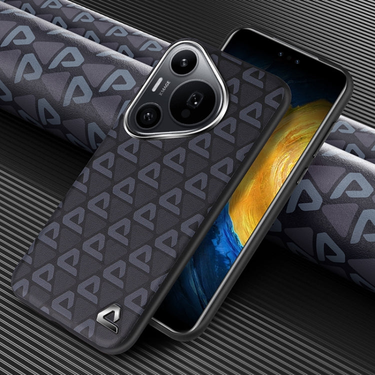 For Huawei Pura 70 Pro / Pro+ Plain Leather Printed Cooling Phone Case(Black) - Huawei Cases by PMC Jewellery | Online Shopping South Africa | PMC Jewellery | Buy Now Pay Later Mobicred