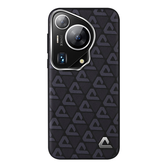 For Huawei Pura 70 Ultra Plain Leather Printed Cooling Phone Case(Black) - Huawei Cases by PMC Jewellery | Online Shopping South Africa | PMC Jewellery | Buy Now Pay Later Mobicred