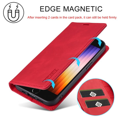 For iPhone SE 2024 LC.IMEEKE Strong Magnetic Leather Phone Case with Holder & Card Slots & Wallet(Red) - More iPhone Cases by LC.IMEEKE | Online Shopping South Africa | PMC Jewellery | Buy Now Pay Later Mobicred