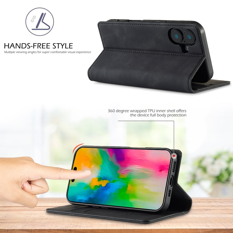 For iPhone 16 LC.IMEEKE Strong Magnetism Microfiber Leather Phone Case(Black) - iPhone 16 Cases by LC.IMEEKE | Online Shopping South Africa | PMC Jewellery | Buy Now Pay Later Mobicred