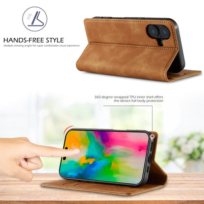 For iPhone 16 LC.IMEEKE Strong Magnetism Microfiber Leather Phone Case(Brown) - iPhone 16 Cases by LC.IMEEKE | Online Shopping South Africa | PMC Jewellery | Buy Now Pay Later Mobicred