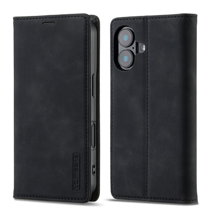 For iPhone 16 Plus LC.IMEEKE Strong Magnetism Microfiber Leather Phone Case(Black) - iPhone 16 Plus Cases by LC.IMEEKE | Online Shopping South Africa | PMC Jewellery | Buy Now Pay Later Mobicred