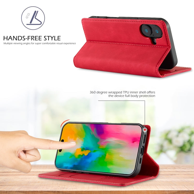 For iPhone 16 Plus LC.IMEEKE Strong Magnetism Microfiber Leather Phone Case(Red) - iPhone 16 Plus Cases by LC.IMEEKE | Online Shopping South Africa | PMC Jewellery | Buy Now Pay Later Mobicred