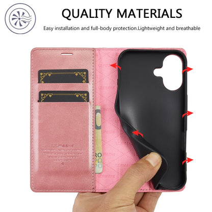 For iPhone 16 Plus LC.IMEEKE Strong Magnetism Microfiber Leather Phone Case(Rose Gold) - iPhone 16 Plus Cases by LC.IMEEKE | Online Shopping South Africa | PMC Jewellery | Buy Now Pay Later Mobicred