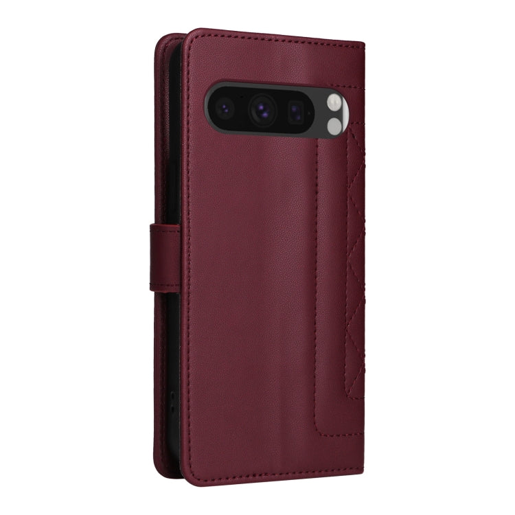 For Google Pixel 9 Pro Diamond Lattice Leather Flip Phone Case(Wine Red) - Google Cases by PMC Jewellery | Online Shopping South Africa | PMC Jewellery | Buy Now Pay Later Mobicred