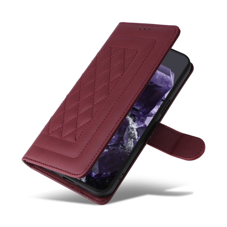 For Google Pixel 9 Pro Diamond Lattice Leather Flip Phone Case(Wine Red) - Google Cases by PMC Jewellery | Online Shopping South Africa | PMC Jewellery | Buy Now Pay Later Mobicred