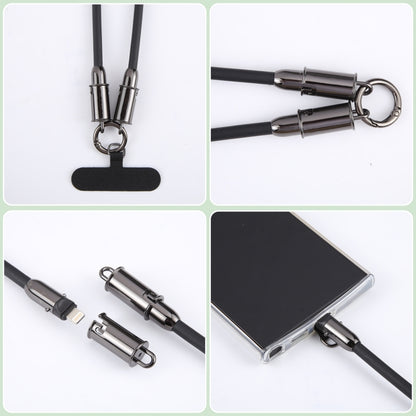 Type-C to 8 Pin Silicone Data Cable Phone Anti-lost Crossbody Lanyard, Length: 1.2m(Black) - 2 in 1 Cable by PMC Jewellery | Online Shopping South Africa | PMC Jewellery | Buy Now Pay Later Mobicred