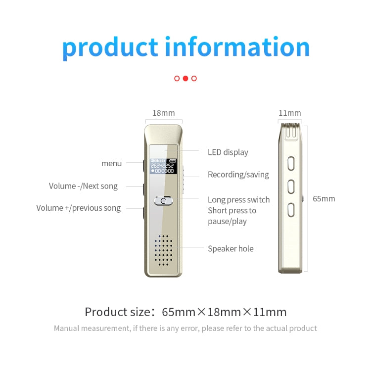 JNN Q7 Mini Portable Voice Recorder with OLED Screen, Memory:16GB(Gold) - Recording Pen by JNN | Online Shopping South Africa | PMC Jewellery | Buy Now Pay Later Mobicred