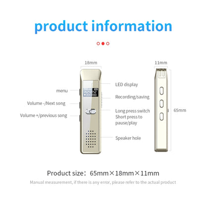 JNN Q7 Mini Portable Voice Recorder with OLED Screen, Memory:32GB(Gold) - Recording Pen by JNN | Online Shopping South Africa | PMC Jewellery | Buy Now Pay Later Mobicred