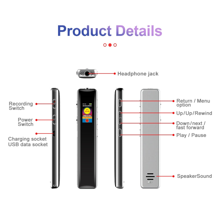 JNN Q33 HD Color Screen Stick Shape Portable Voice Recording Pen, Memory:4GB(Black) - Recording Pen by JNN | Online Shopping South Africa | PMC Jewellery | Buy Now Pay Later Mobicred