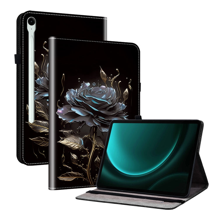 For Samsung Galaxy Tab S9 / S9 FE Crystal Texture Painted Leather Tablet Case(Black Rose) - Galaxy Tab S9 Cases by PMC Jewellery | Online Shopping South Africa | PMC Jewellery | Buy Now Pay Later Mobicred