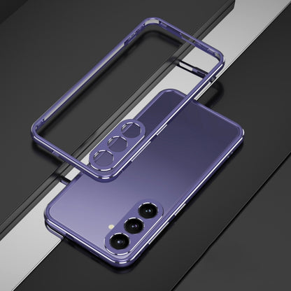 For Samsung Galaxy S24 5G Aurora Series Lens Protector + Metal Frame Phone Case(Purple Silver) - Galaxy S24 5G Cases by PMC Jewellery | Online Shopping South Africa | PMC Jewellery | Buy Now Pay Later Mobicred