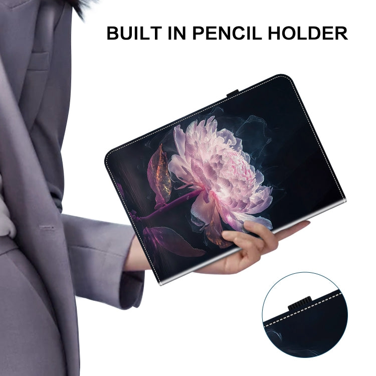 For Honor Pad X8 Pro / X9 2023 Crystal Texture Painted Leather Tablet Case(Purple Peony) - Honor by PMC TechLife | Online Shopping South Africa | PMC TechLife | Buy Now Pay Later Mobicred