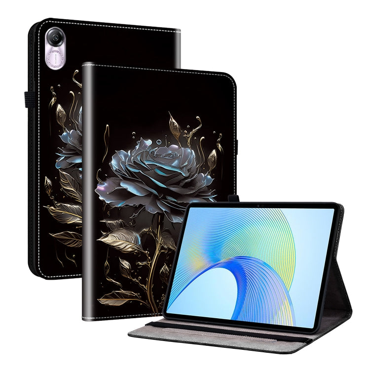 For Honor Pad X8 Pro / X9 2023 Crystal Texture Painted Leather Tablet Case(Black Rose) - Honor by PMC TechLife | Online Shopping South Africa | PMC TechLife | Buy Now Pay Later Mobicred