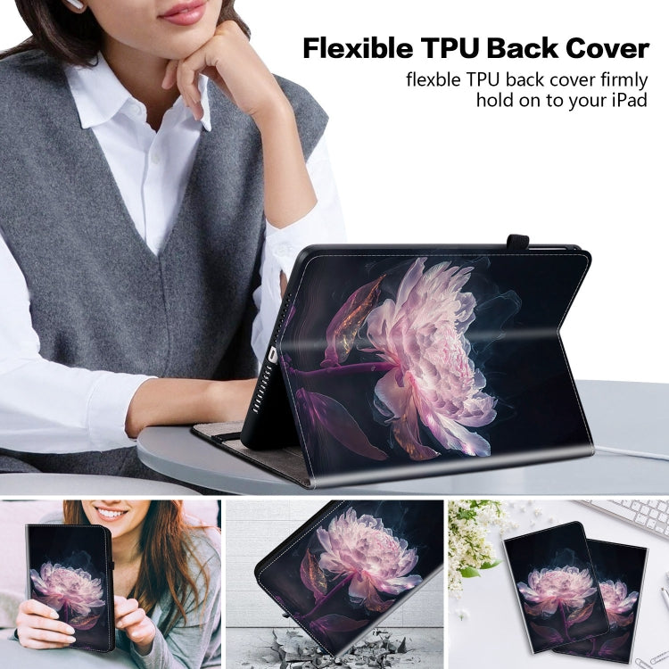 For Realme Pad X Crystal Texture Painted Leather Tablet Case(Purple Peony) - Realme by PMC TechLife | Online Shopping South Africa | PMC TechLife | Buy Now Pay Later Mobicred