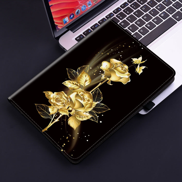 For Nokia T21 Crystal Texture Painted Leather Tablet Case(Gold Butterfly Rose) - Nokia by PMC TechLife | Online Shopping South Africa | PMC TechLife | Buy Now Pay Later Mobicred