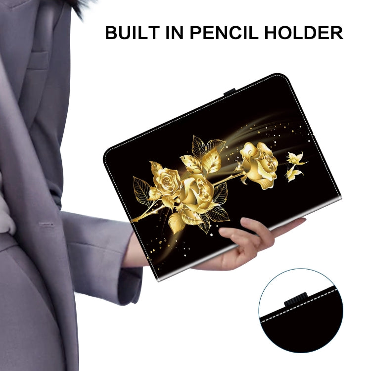 For Nokia T21 Crystal Texture Painted Leather Tablet Case(Gold Butterfly Rose) - Nokia by PMC TechLife | Online Shopping South Africa | PMC TechLife | Buy Now Pay Later Mobicred