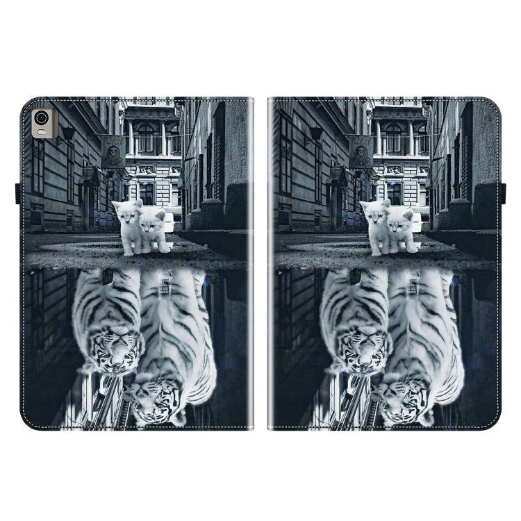 For Nokia T21 Crystal Texture Painted Leather Tablet Case(Cat Reflection Tiger) - Nokia by PMC TechLife | Online Shopping South Africa | PMC TechLife | Buy Now Pay Later Mobicred