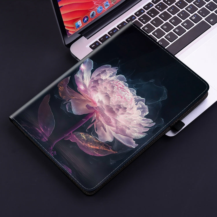 For Nokia T20 10.4 2021 Crystal Texture Painted Leather Tablet Case(Purple Peony) - Nokia by PMC TechLife | Online Shopping South Africa | PMC TechLife | Buy Now Pay Later Mobicred