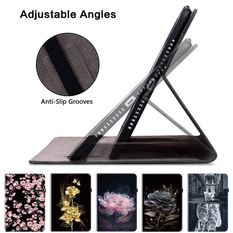 For Amazon Fire HD10 2023 Crystal Texture Painted Leather Tablet Case(Black Rose) - Amazon by PMC TechLife | Online Shopping South Africa | PMC TechLife | Buy Now Pay Later Mobicred