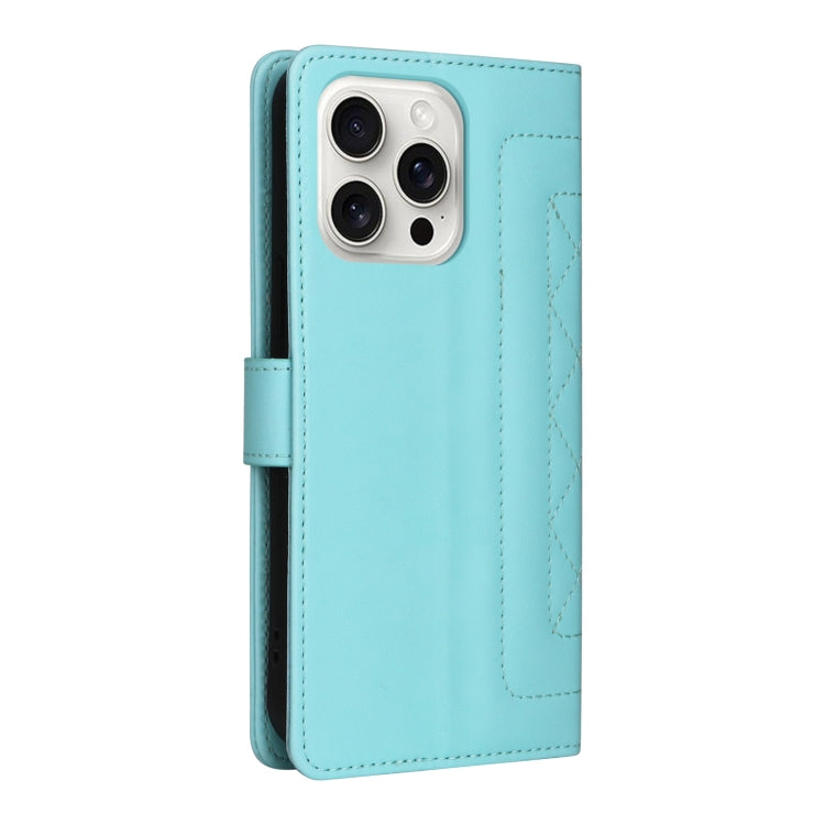 For iPhone 16 Pro Diamond Lattice Leather Flip Phone Case(Mint Green) - iPhone 16 Pro Cases by PMC Jewellery | Online Shopping South Africa | PMC Jewellery | Buy Now Pay Later Mobicred