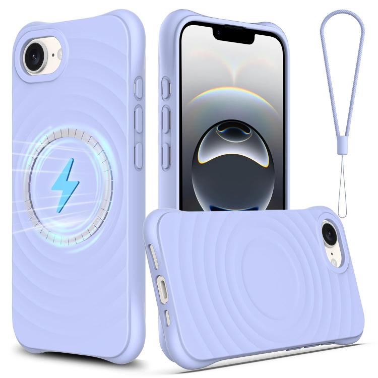 For iPhone 16e Wave Texture MagSafe Magnetic Liquid Silicone Phone Case(Purple) - iPhone 16e Cases by PMC TechLife | Online Shopping South Africa | PMC TechLife | Buy Now Pay Later Mobicred