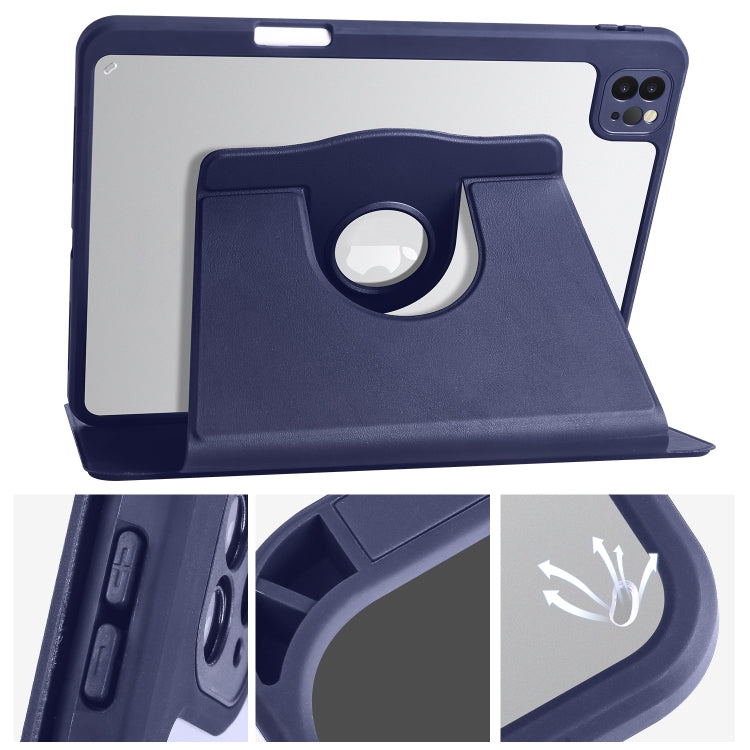 For iPad Air 11 2024 Acrylic 360 Degree Rotation Holder Leather Tablet Case(Dark Blue) - iPad Air 11 2024 Cases by PMC Jewellery | Online Shopping South Africa | PMC Jewellery | Buy Now Pay Later Mobicred